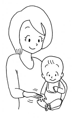 ママと赤ちゃん手すりすり