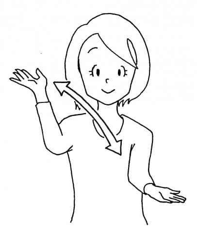 斜めに手を開く