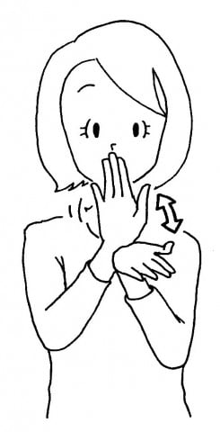 顔の前で手をパカ