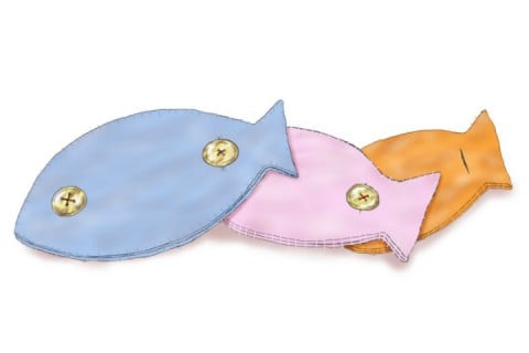 イラスト 魚ボタンかけ フェルト