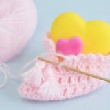 ベビーシューズ ピンク 毛糸 編み物 ハート