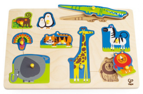 要出典 Hape ハペ ワイルドアニマル ペグパズル 2歳