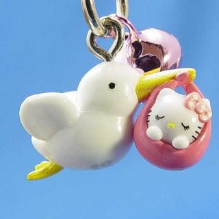 要出典 子宝 妊活 グッズ 元祖こうのとりキティ ピンク根付 コウノトリキティ