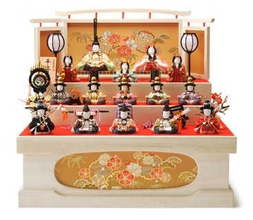 要出典 雛人形 木目込人形 木村一秀作 平安雛 三段飾り 十五人飾り 桐収納セット