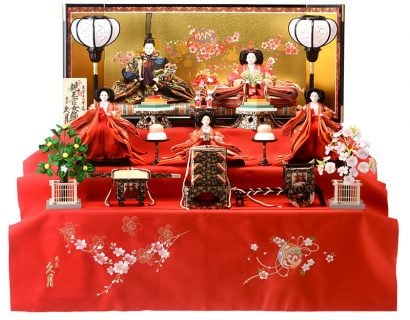 要出典 雛人形 人形屋ホンポ 三段飾り 五人飾り 桐製毛せん三段