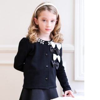 要出典 卒園式の子供服 ナイトワン パール&立体リボン カーディガン