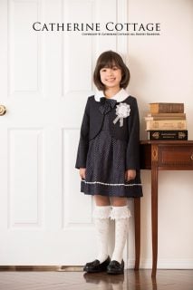 要出典 卒園式の子供服 キャサリンコテージ ドットワンピとツイードボレロ 3点セット
