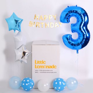 要出典 3歳の男の子への誕生日プレゼント Party Box Blue ブルーカラーのお誕生日飾り付けセット