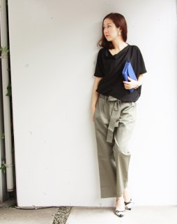 要出典 マタニティパンツ ミルクティー リボン・ワイドチノパンツ