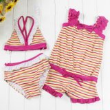 要出典 女の子水着 ビキニ ロンパース ボーダー柄 ジュニア水着 女の子