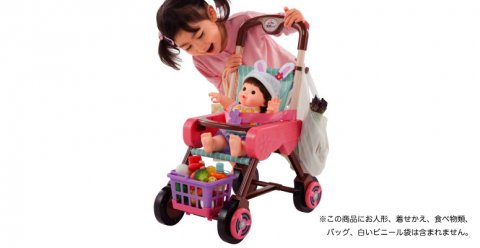 要出典 カゴ&シートベルトつき お買いものベビーカー フレンチローズピンク