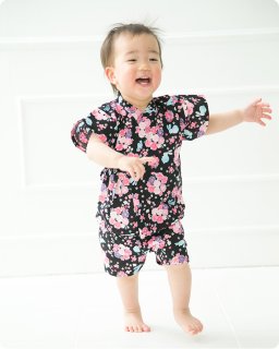 要出典 甚平の女の子用 エリカランド 甚平キッズ桜柄(ラメ入り)