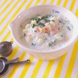 鶏ささみとマカロニのクリーム煮 中期前半 離乳食(アイキャッチ)