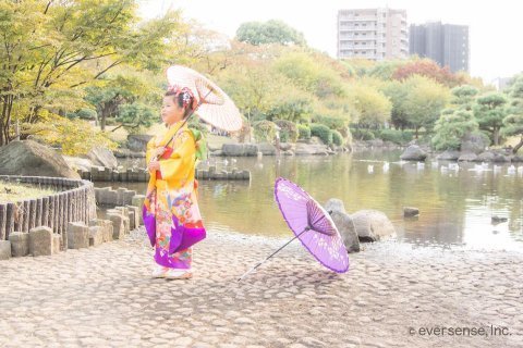 七五三 着物 和服 日本庭園 山本家