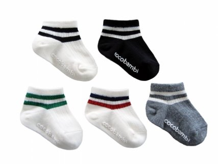 要出典 ベビー靴下 cocobambi スニーカー丈5足組靴下 アンクル ライン