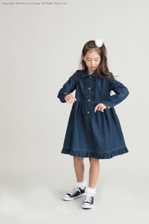 要出典 子供用ワンピース キャサリンコテージ キッズ ガーリー デニム 長袖 ワンピース