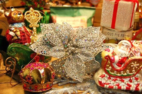 クリスマス オーナメント ボール 飾り グリッターオーナメント ポインセチア クリスマスツリーの飾り