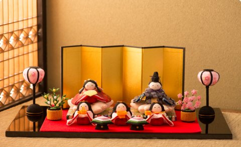 要出典 雛人形 ミニ 龍虎堂 桜雛5人揃い ミニ