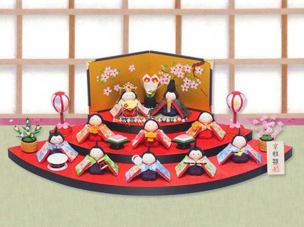 要出典 雛人形 ミニ 龍虎堂 扇面三段わらべ雛10人揃い ミニ雛人形