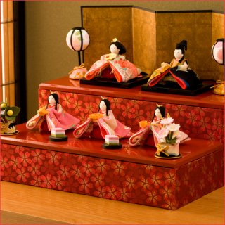 要出典 雛人形 コンパクト 龍虎堂 彩り友禅雛 5人揃い ちりめん 雛人形