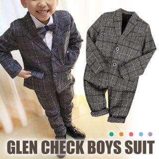 要出典 卒園式 男の子 服装 グレンチェック テーラードジャケット&ロングパンツスーツ 上下セット