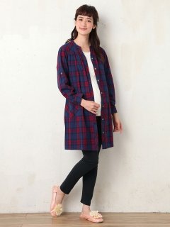 要出典出産 入院 パジャマ エンジェリーベ ブラックウォッチパジャマ 前開き