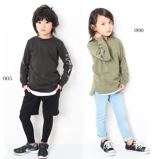 要出典 長袖 キッズ Tシャツ デビロック キッズ 袖ロゴプリント長袖Tシャツ