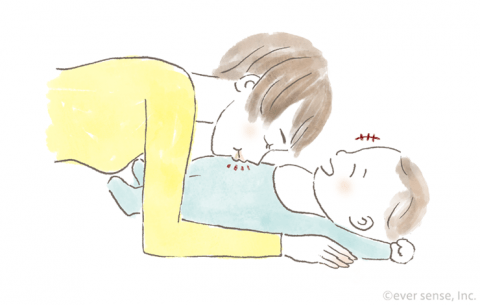 新生児・生後1ヶ月の赤ちゃんとの遊び方 お口でぶーっ イラスト