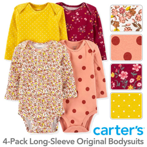 要出典 ロンパース 女の子 カーターズ 長袖4枚組 ロンパース Floral Dotデザイン