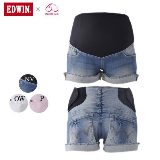 要出典 マタニティ ショートパンツ 犬印本舗 EDWIN マタニティ ショートパンツ ベリーフィット仕様