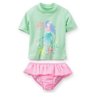 要出典 ベビー 水着 女の子 カーターズ Island Cutieトロピカルフラダンサー半袖ラッシュガード水着上下2点セット