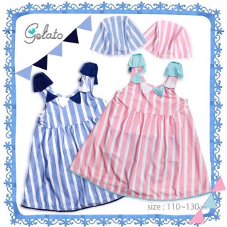 要出典 キッズ 水着 女の子 Gelato toddler 女の子 水着 マリーン ストライプ柄 ワンピース