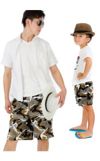 要出典 パパ リンクコーデ 迷彩 サーフパンツ メンズ 男の子