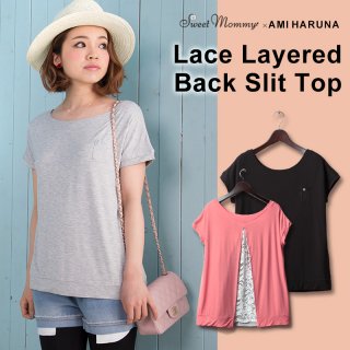 要出典 マタニティトップス 授乳口 スウィートマミー マタニティ レーシーバックシャン 授乳トップス