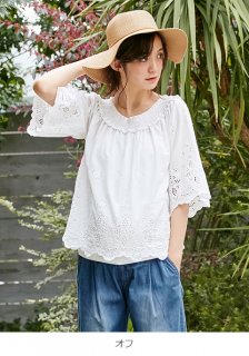 要出典 マタニティトップス 授乳口 エンジェリーベ マタニティ 授乳口付き 刺繍スカラップ2WAYブラウス