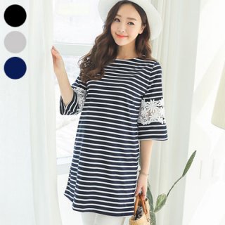 要出典 妊婦健診 服装 キッズパラ マタニティ 袖レースコットンチュニック