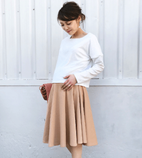 要出典 妊婦服 おすすめ ミルクティー マタニティ ビューティ・2wayワッフルポンチフレアースカート