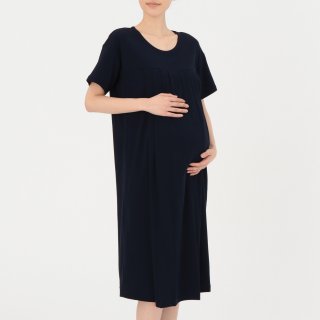 要出典 無印良品 マタニティ 綿レーヨンスムース授乳に便利な半袖ワンピース