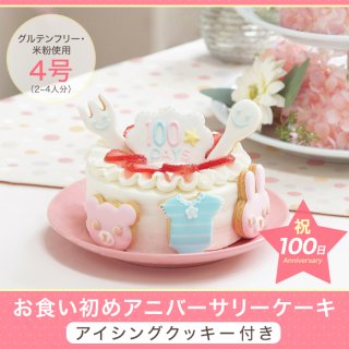 要出典 100日 100days バースデー フォト アイシングクッキー付きデコレーションケーキ