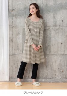 要出典 出産入院パジャマ エンジェリーベ 妊婦服 やわらかスムースリボン付ボーダーパジャマ