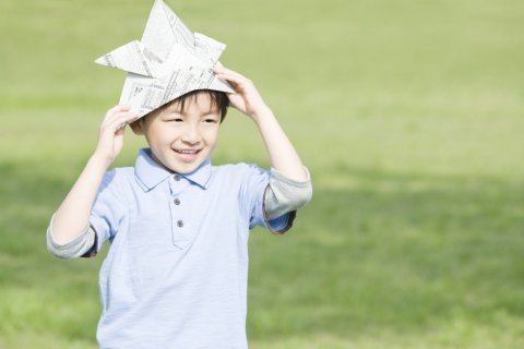 新聞紙 子供 日本人 兜 折り紙