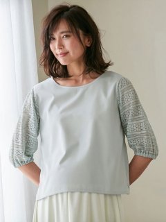 要出典 マタニティトップス 授乳口 エンジェリーベ マタニティー 授乳口付き レース スリーブ ブラウス
