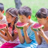 夏休み 小学生 日本人 子供 スイカ