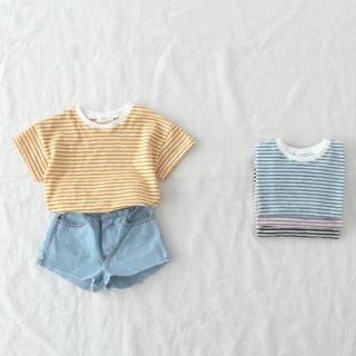 要出典 親子 お揃い Tシャツ 韓国子供服 ボーダー半袖Tシャツ 親子