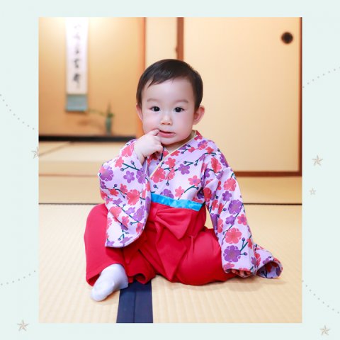 要出典 キョウエツ 袴ロンパース女の子ベビー着物