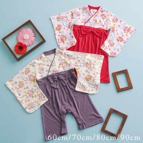 要出典 はかま風 ベビー服 カバーオール 女の子用