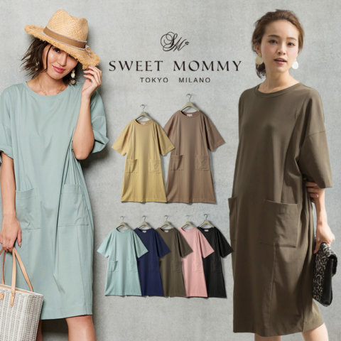 要出典 妊婦健診 服装 スウィートマミー Tシャツワンピース 半袖