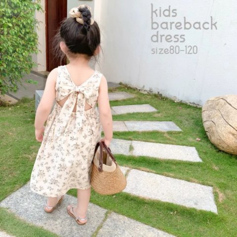 要出典 子供 ワンピース ナモシー キッズ バックリボンワンピース
