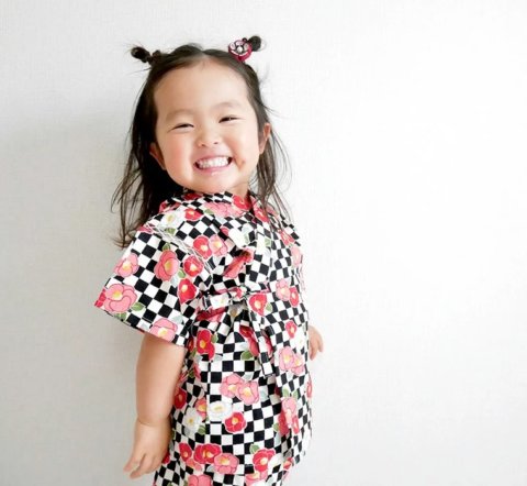 要出典 赤ちゃん 甚平 モンキーパンツ 甚平 古典柄 レトロ