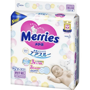 要出典 紙おむつ 新生児 メリーズ 素肌さらさらエアスルー 新生児用サイズ(〜5kg)